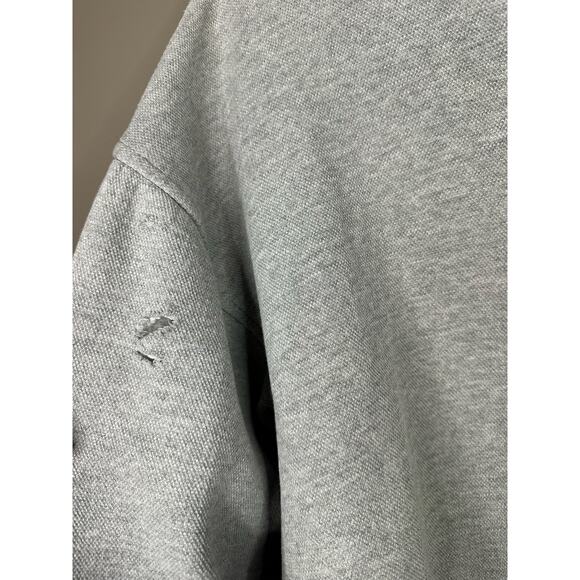 Tommy Hilfiger Unisex Grey Long Sleeve Quarter Zip Pullover Distressed Size XL - Picture 5 of 10